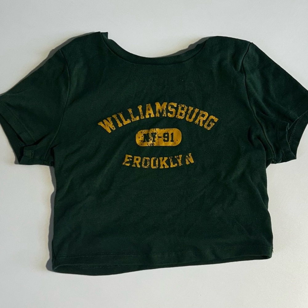 Garage crop top - Dark Green with Gold Print